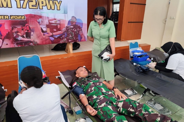 Aksi Donor Darah Korem 172/PWY, Semoga Membantu Ketersediaan Darah untuk Masyarakat