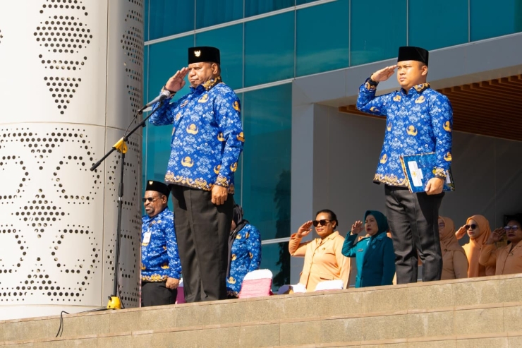 Gubernur Fakhiri Pimpin Upacara HUT Korpri ke-54, Minta ASN Tingkatkan Layanan Publik